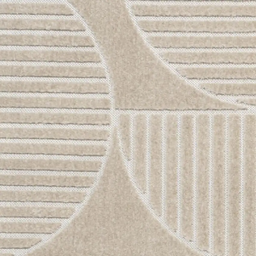 Beige And Cream Striped Indoor Outdoor Area Rug Photo 2