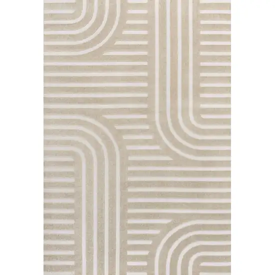 Beige And Cream Striped Indoor Outdoor Area Rug Photo 1