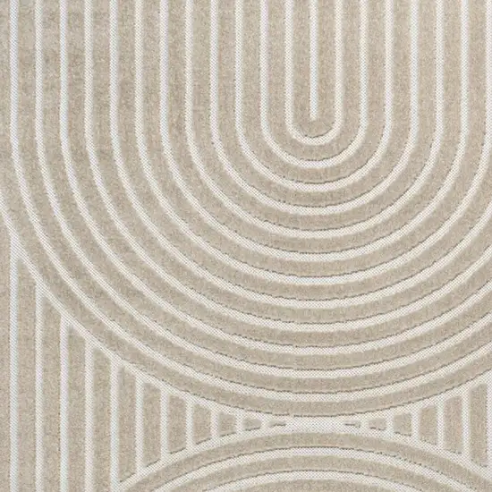 Beige And Cream Striped Indoor Outdoor Area Rug Photo 2