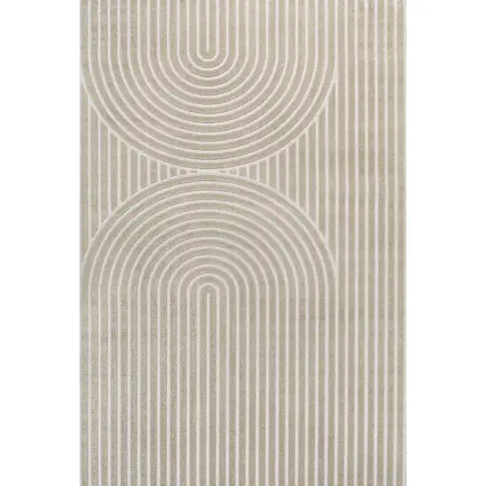 Beige And Cream Striped Indoor Outdoor Area Rug Photo 1