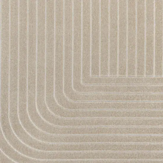 Beige And Cream Striped Indoor Outdoor Area Rug Photo 2