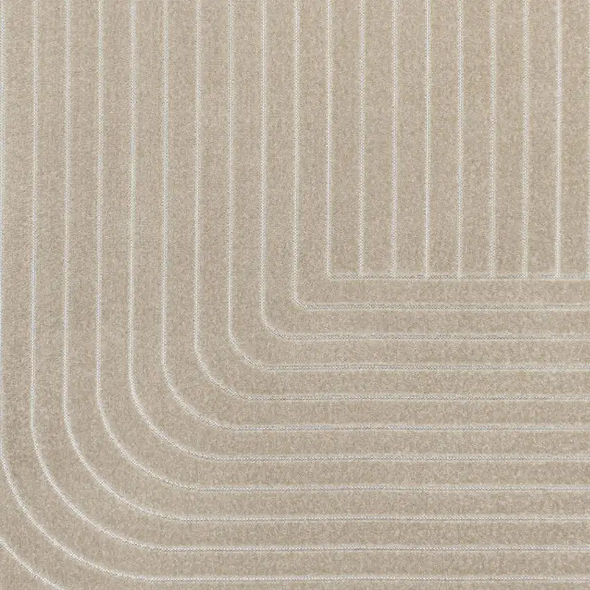 Beige And Cream Striped Indoor Outdoor Area Rug Photo 2
