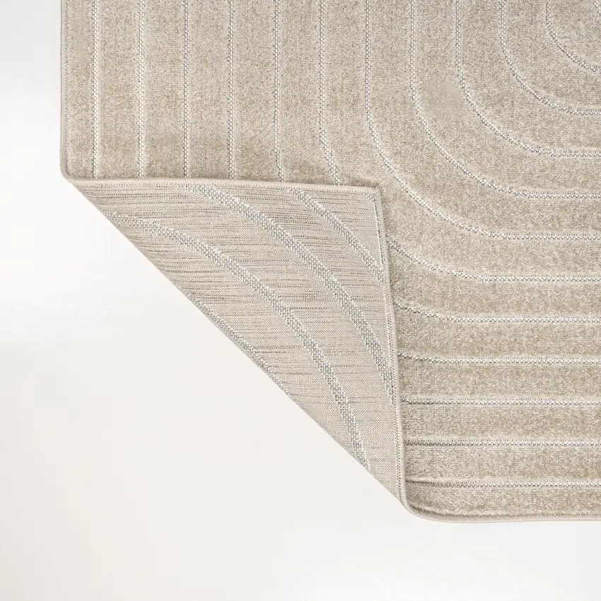 Beige And Cream Striped Indoor Outdoor Area Rug Photo 4