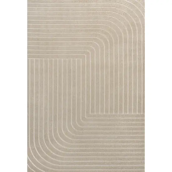 Beige And Cream Striped Indoor Outdoor Area Rug Photo 1