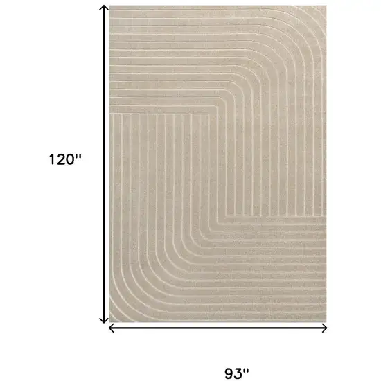Beige And Cream Striped Indoor Outdoor Area Rug Photo 5