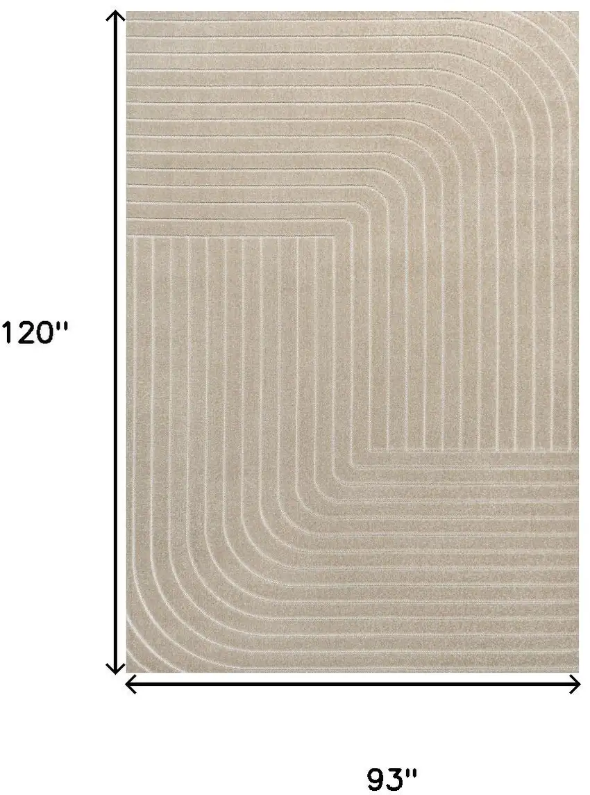 Beige And Cream Striped Indoor Outdoor Area Rug Photo 5