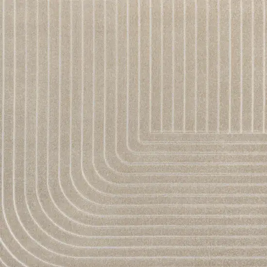 Beige And Cream Striped Indoor Outdoor Area Rug Photo 3
