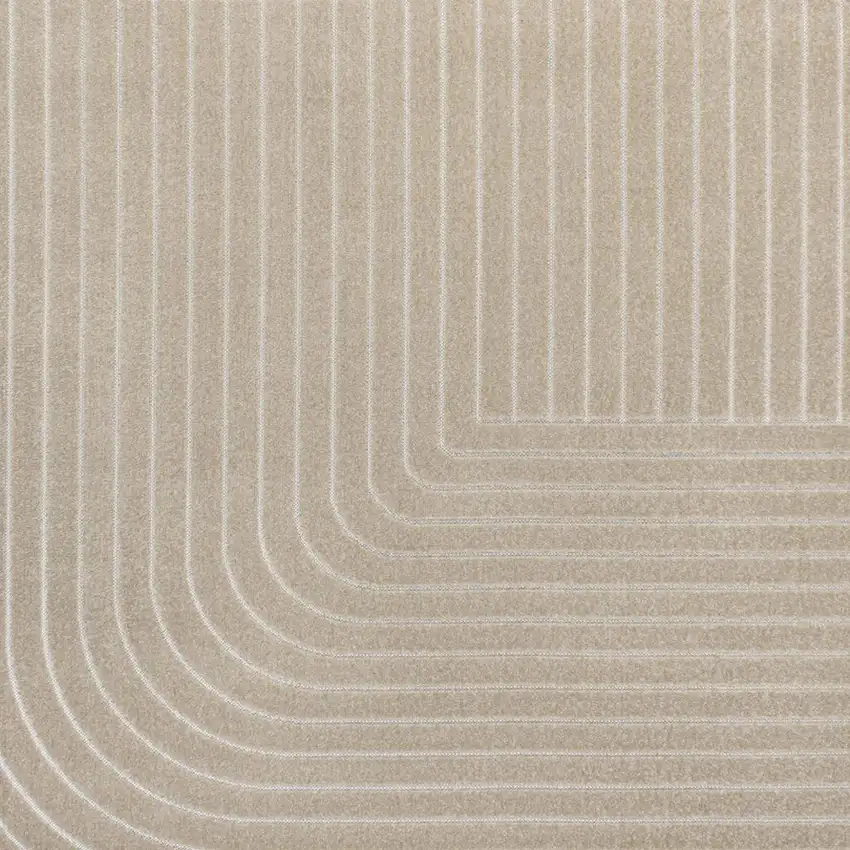 Beige And Cream Striped Indoor Outdoor Area Rug Photo 3