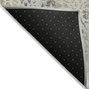 Photo of Beige And Dark Gray Floral Washable Indoor Outdoor Area Rug