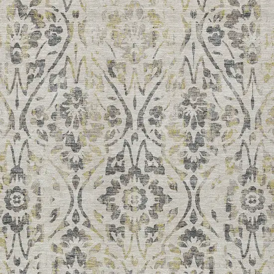 Beige And Dark Gray Floral Washable Indoor Outdoor Area Rug Photo 7