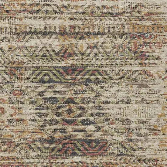 Beige And Fern Green Moroccan Washable Indoor Outdoor Area Rug Photo 4