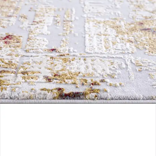 Beige And Gold Abstract Area Rug Photo 9