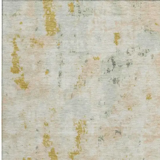 Beige And Gold Abstract Washable Indoor Outdoor Area Rug Photo 3