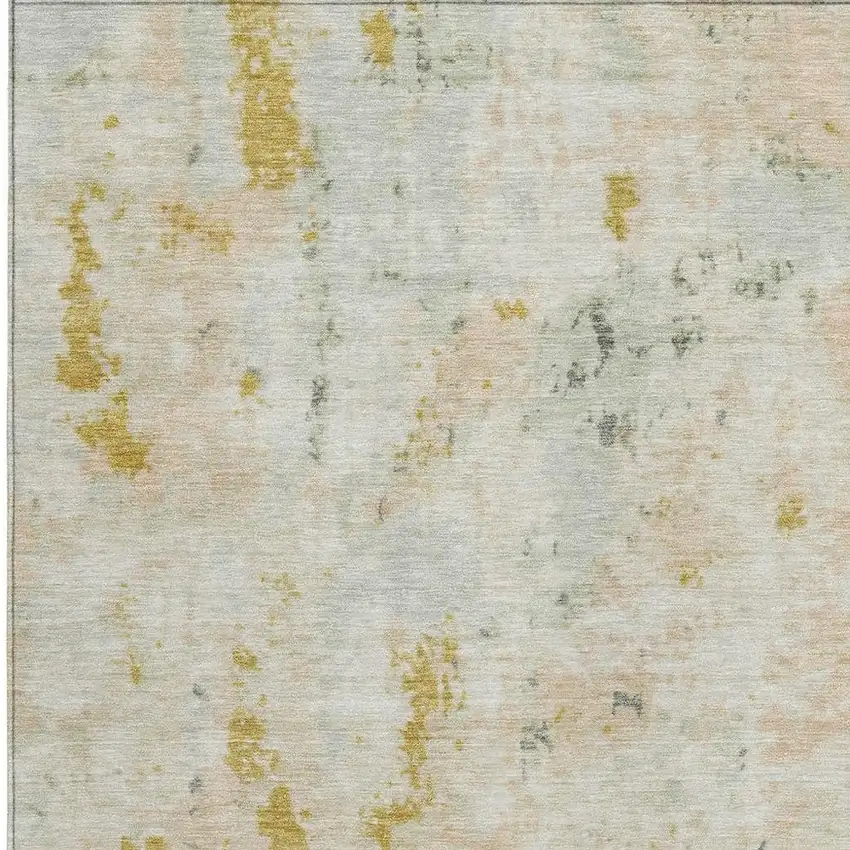 Beige And Gold Abstract Washable Indoor Outdoor Area Rug Photo 3
