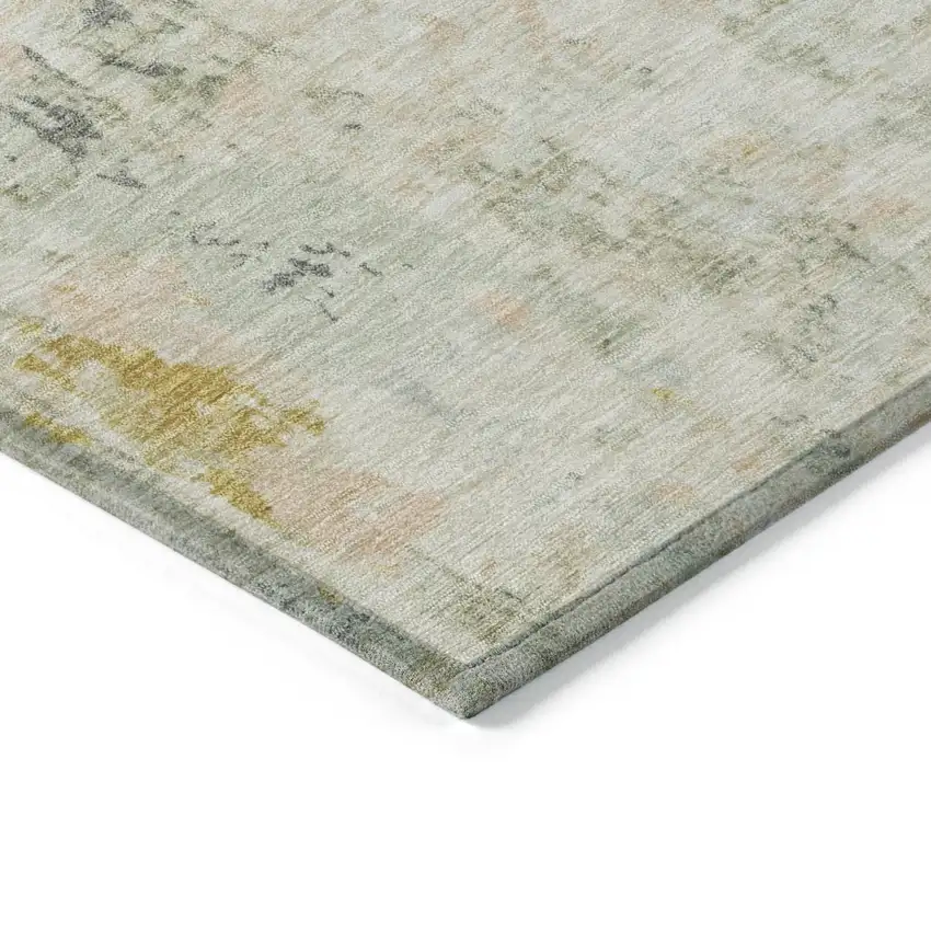 Beige And Gold Abstract Washable Indoor Outdoor Area Rug Photo 9