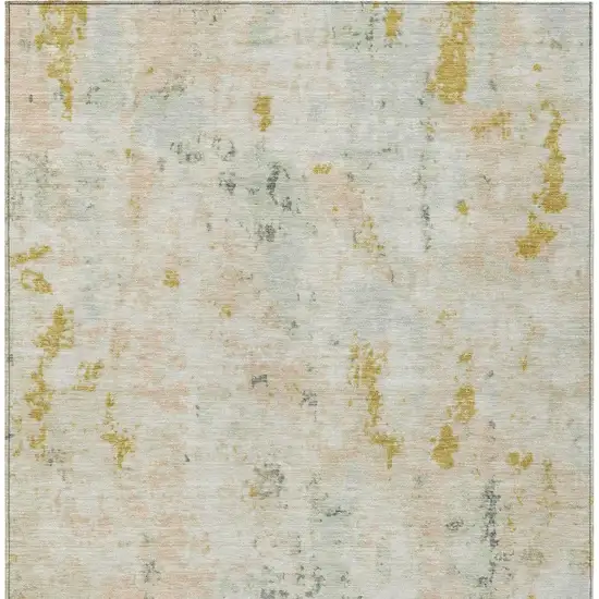 Beige And Gold Abstract Washable Indoor Outdoor Area Rug Photo 4