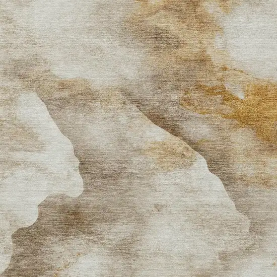 Beige And Gold Abstract Washable Indoor Outdoor Area Rug Photo 3