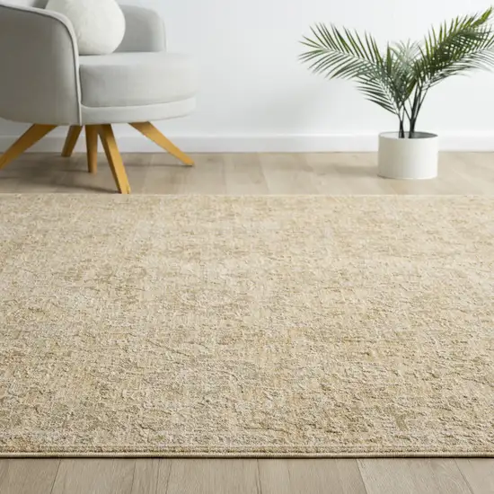 Beige And Gold Floral Square Rug Photo 7