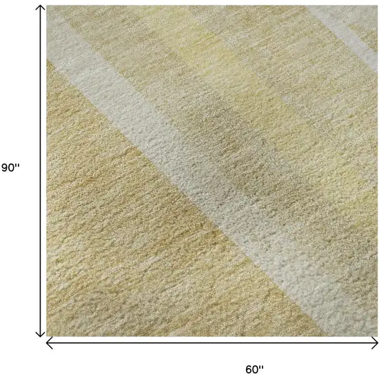 Beige And Gold Geometric Washable Area Rug With UV Protection Photo 8