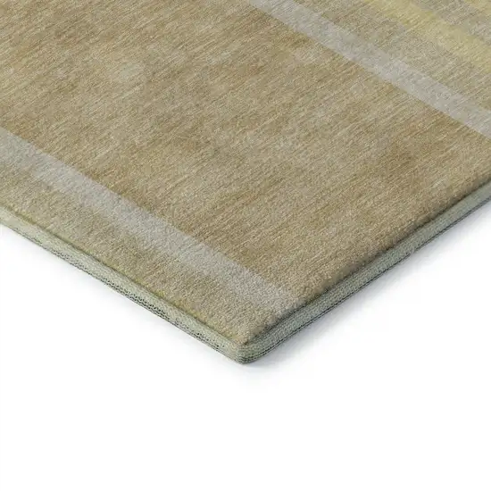Beige And Gold Geometric Washable Area Rug With UV Protection Photo 6