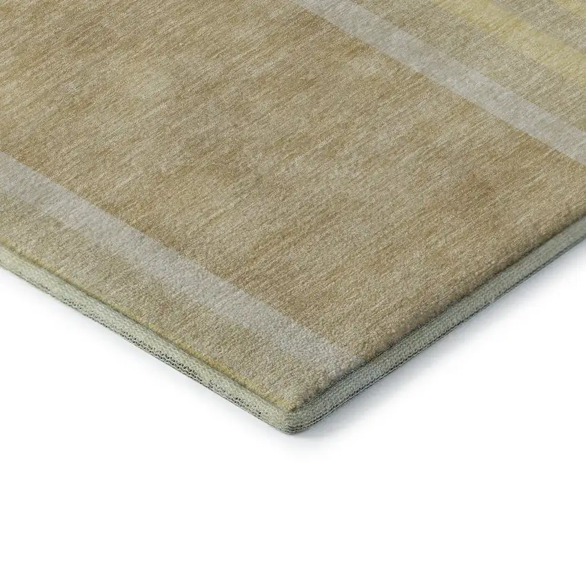 Beige And Gold Geometric Washable Area Rug With UV Protection Photo 6