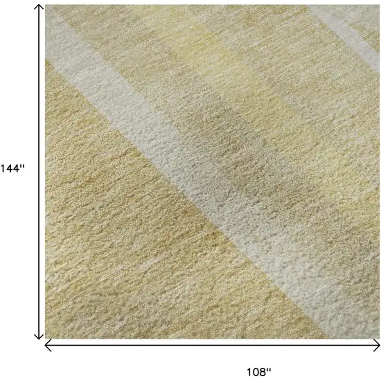 Beige And Gold Geometric Washable Area Rug With UV Protection Photo 8