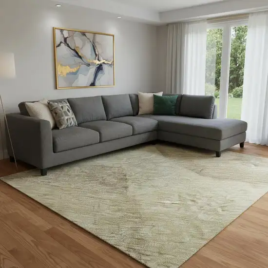 Beige And Gold Geometric Washable Area Rug With UV Protection Photo 2