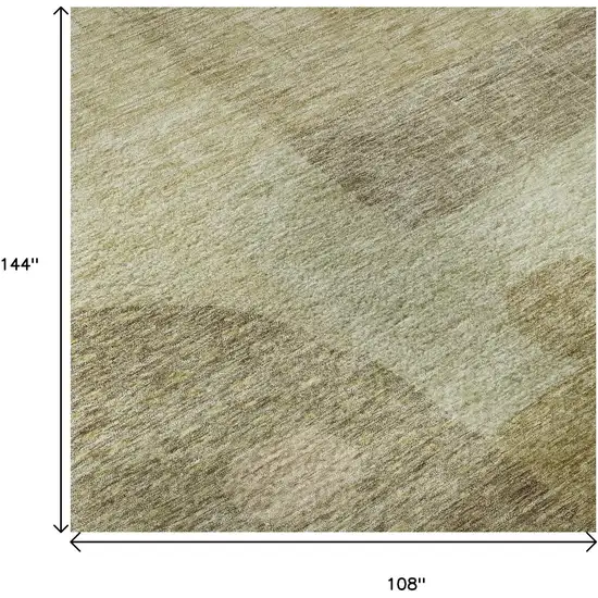 Beige And Gold Geometric Washable Area Rug With UV Protection Photo 9