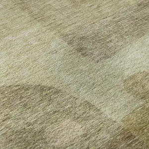 Photo of Beige And Gold Geometric Washable Area Rug With UV Protection