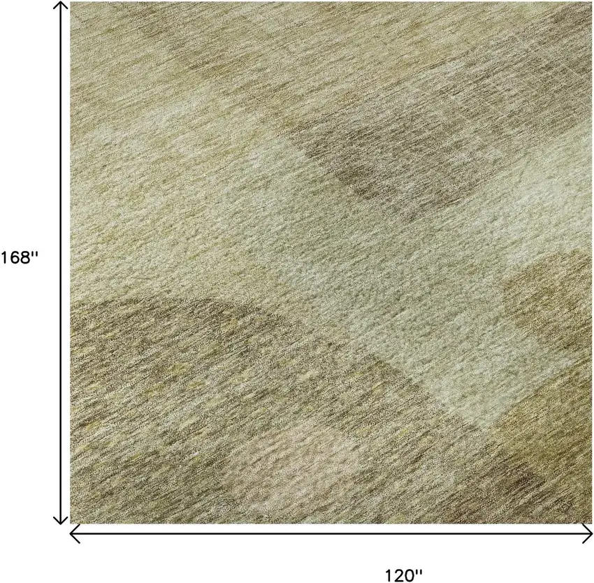 Beige And Gold Geometric Washable Area Rug With UV Protection Photo 8