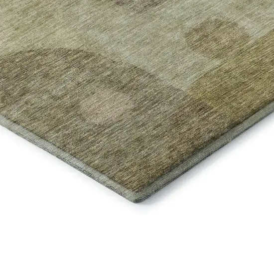 Beige And Gold Geometric Washable Area Rug With UV Protection Photo 6