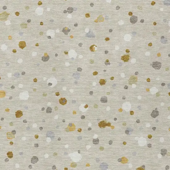 Beige And Gold Geometric Washable Indoor Outdoor Area Rug Photo 3