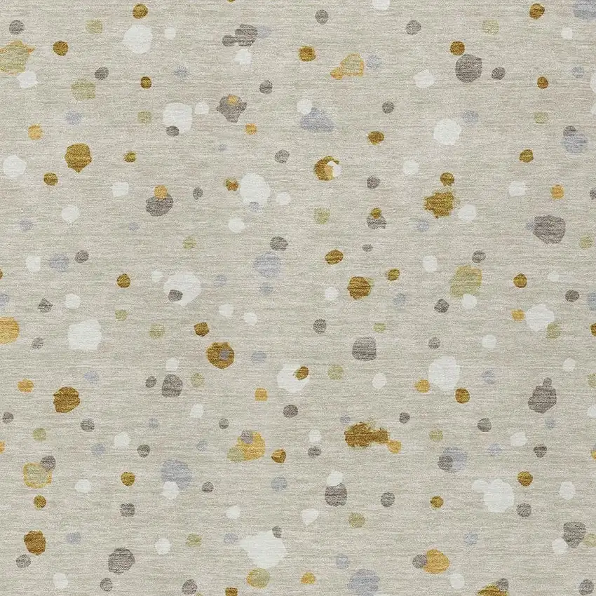 Beige And Gold Geometric Washable Indoor Outdoor Area Rug Photo 3