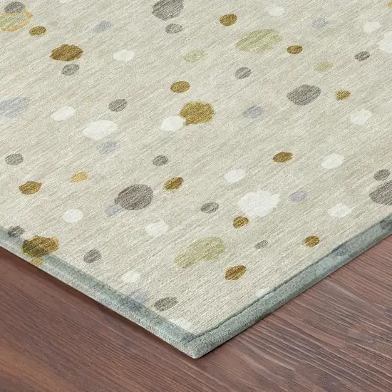 Beige And Gold Geometric Washable Indoor Outdoor Area Rug Photo 5
