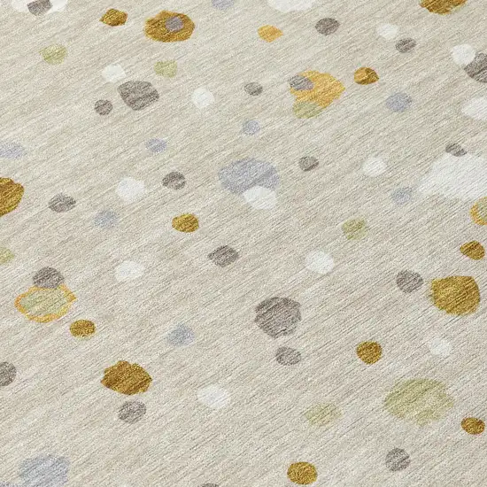 Beige And Gold Geometric Washable Indoor Outdoor Area Rug Photo 6