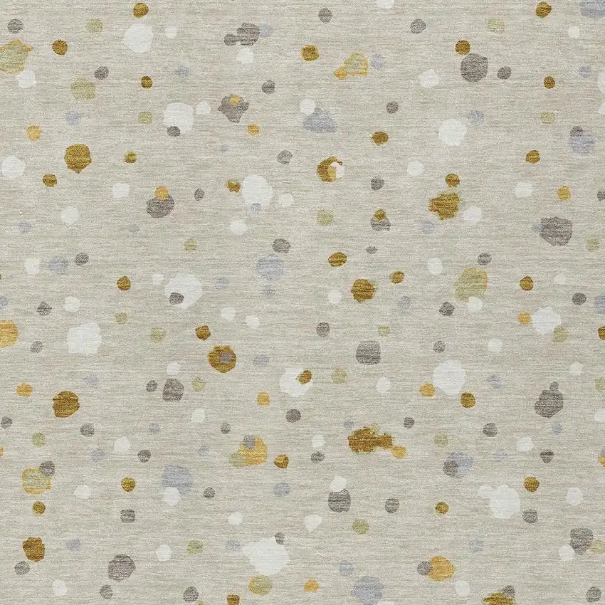 Beige And Gold Geometric Washable Indoor Outdoor Area Rug Photo 3