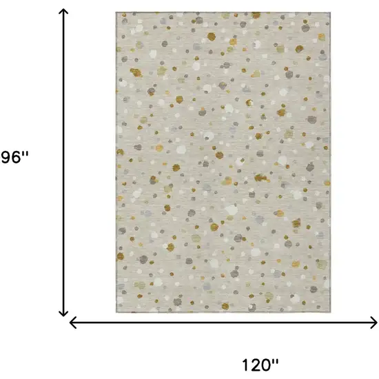 Beige And Gold Geometric Washable Indoor Outdoor Area Rug Photo 7