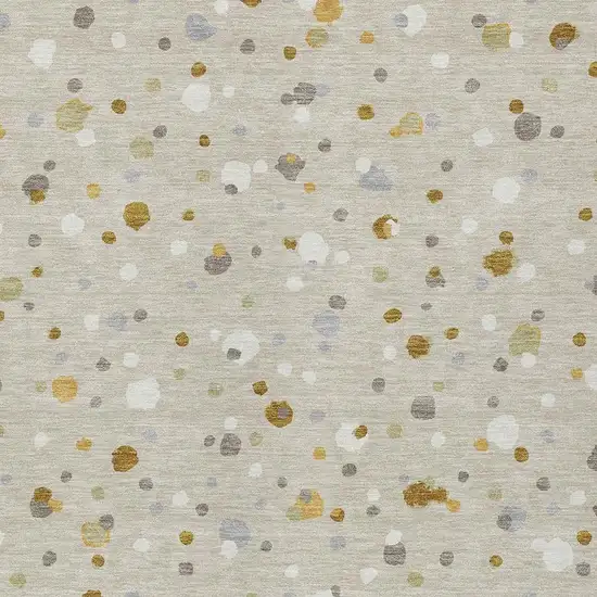 Beige And Gold Geometric Washable Indoor Outdoor Area Rug Photo 3