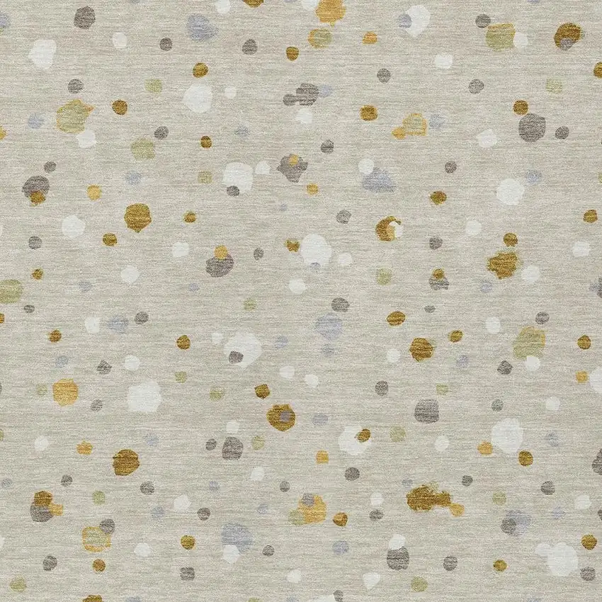 Beige And Gold Geometric Washable Indoor Outdoor Area Rug Photo 3