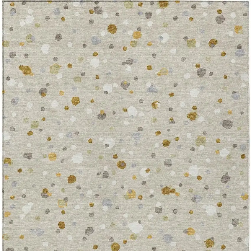 Beige And Gold Geometric Washable Indoor Outdoor Area Rug Photo 4