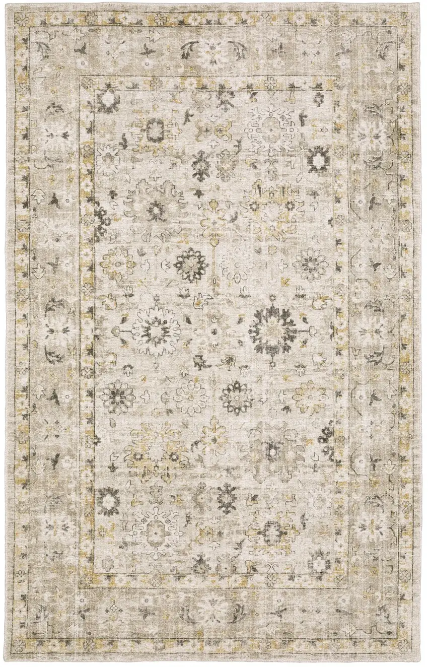 Beige And Gold Oriental Hand Tufted Area Rug Photo 5