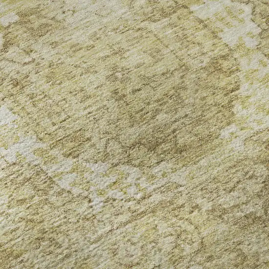 Beige And Gold Oriental Washable Area Rug With UV Protection Photo 9