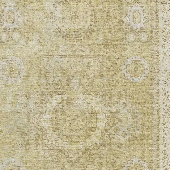 Beige And Gold Oriental Washable Area Rug With UV Protection Photo 2