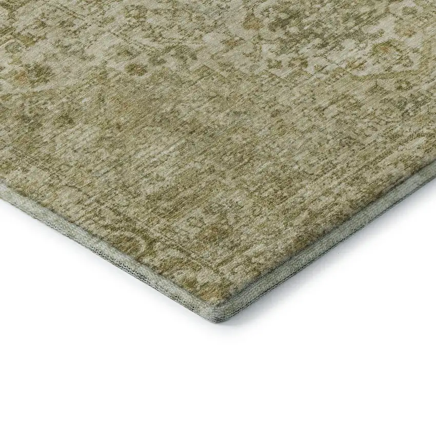 Beige And Gold Oriental Washable Area Rug With UV Protection Photo 6