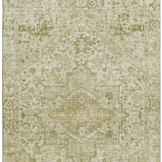 Beige And Gold Oriental Washable Area Rug With UV Protection Photo 3