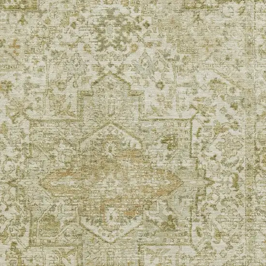 Beige And Gold Oriental Washable Area Rug With UV Protection Photo 2