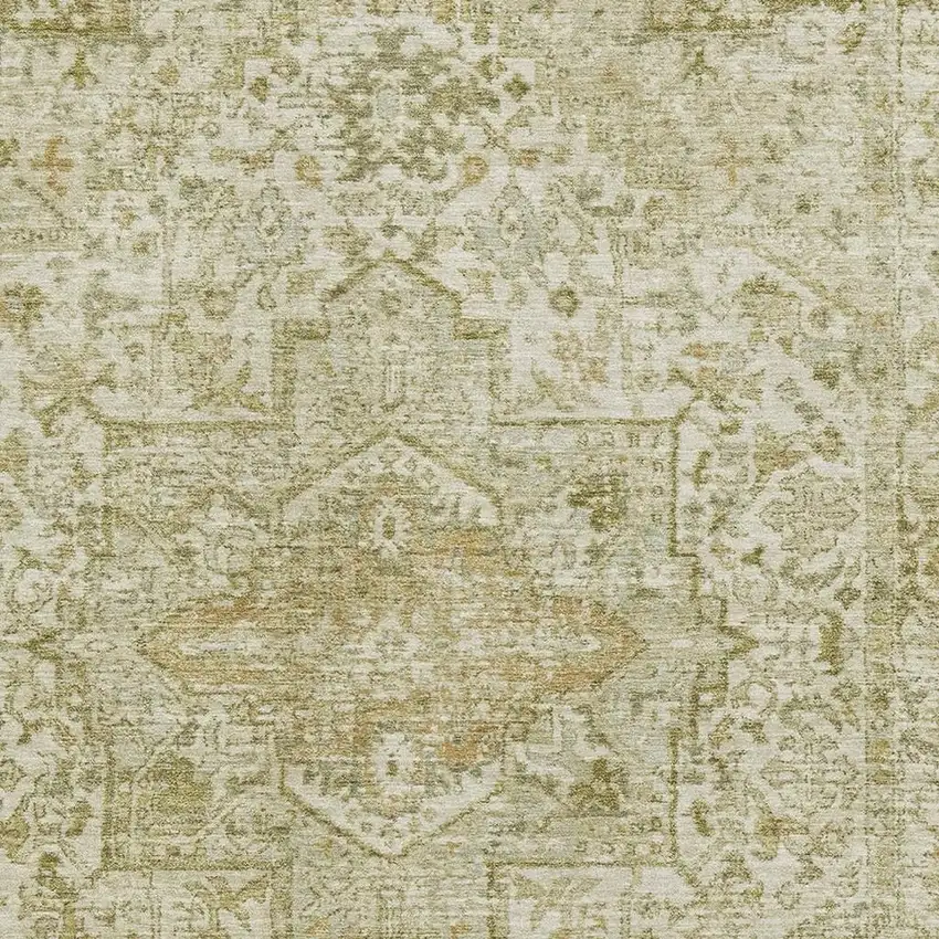 Beige And Gold Oriental Washable Area Rug With UV Protection Photo 2