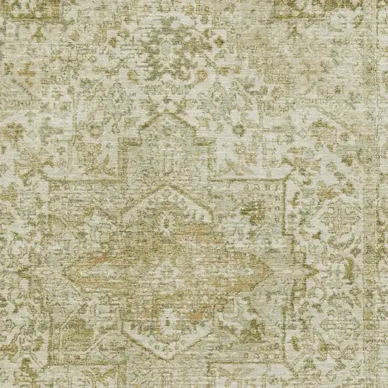Beige And Gold Oriental Washable Area Rug With UV Protection Photo 2