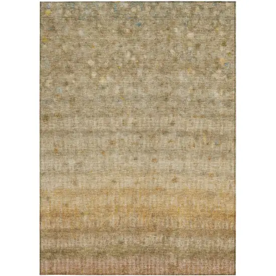 Beige And Gold Striped Washable Indoor Outdoor Area Rug Photo 4