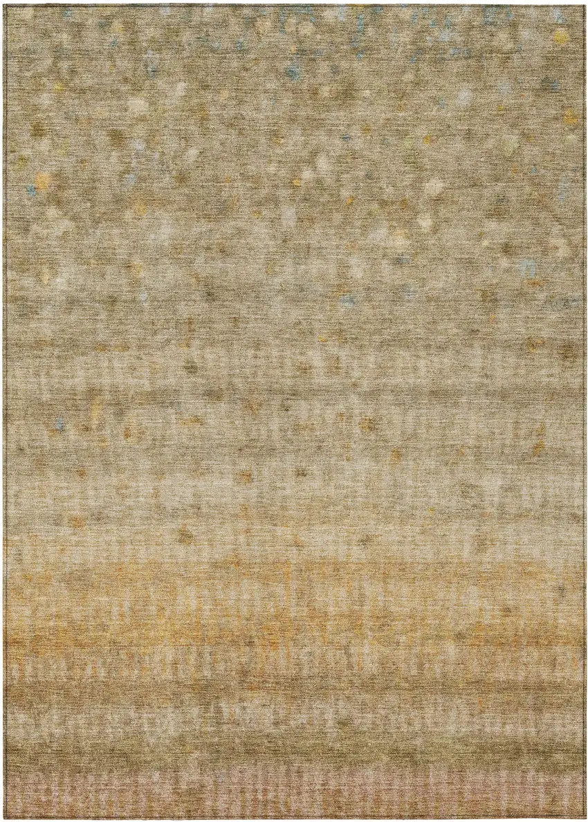 Beige And Gold Striped Washable Indoor Outdoor Area Rug Photo 2